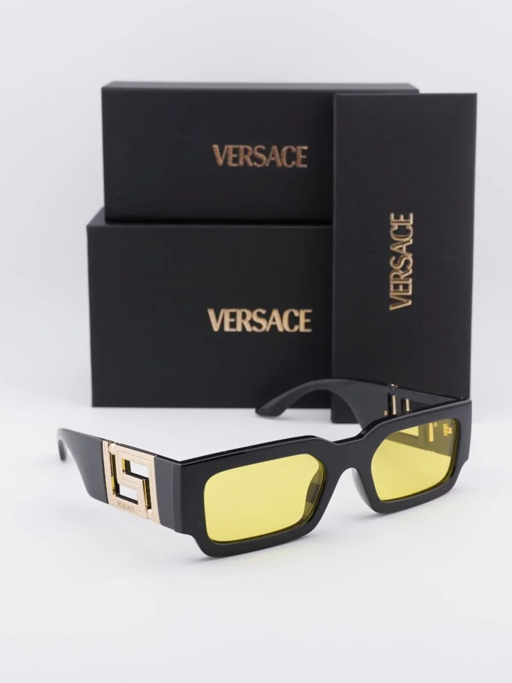 Versace VE4506U GB1/85 Rectangle Sunglasses – Black / Yellow